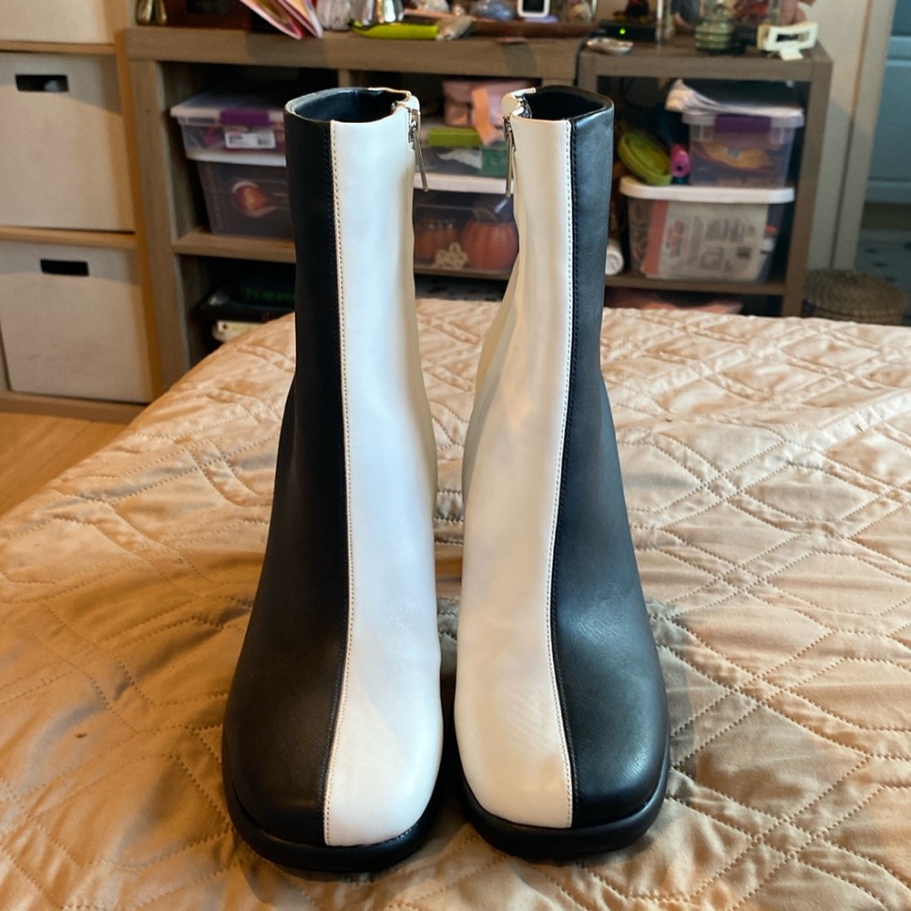 Sam Edelman black and white go-go boots